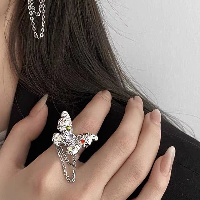 Butterfly Tassel Chain Ring