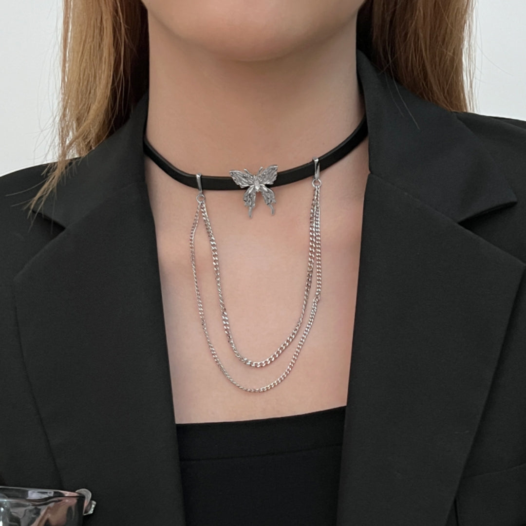 Butterfly Tassel Choker Necklace