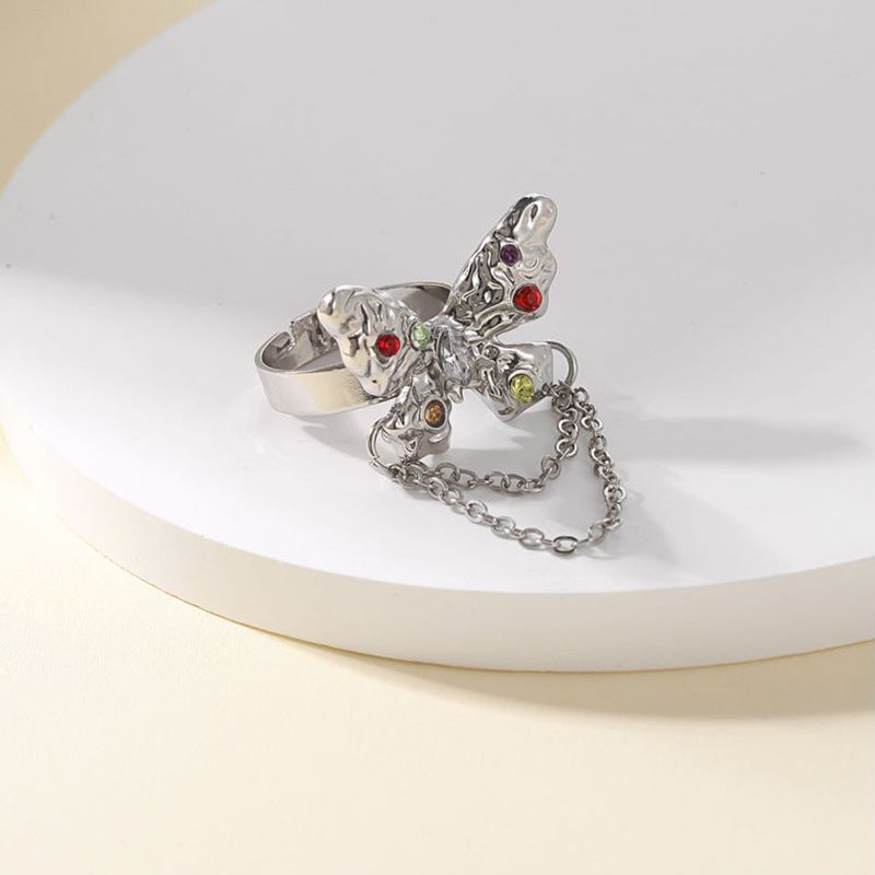 Butterfly Tassel Chain Ring