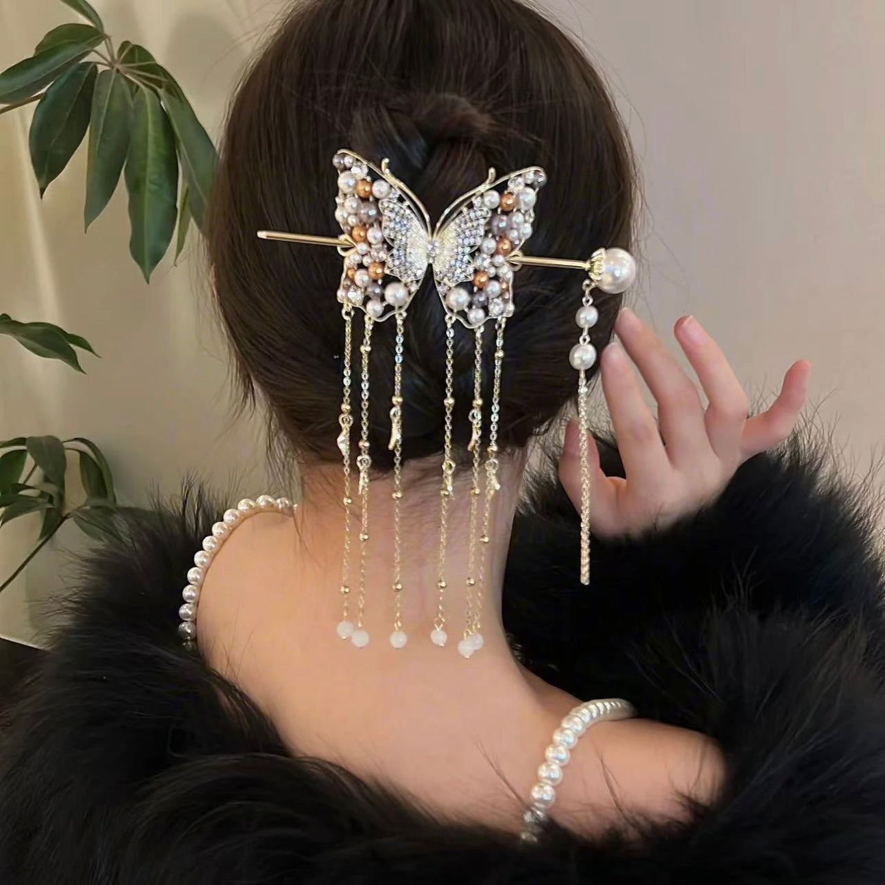 Butterfly tassel combination hairpin