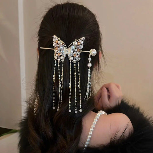 Butterfly tassel combination hairpin