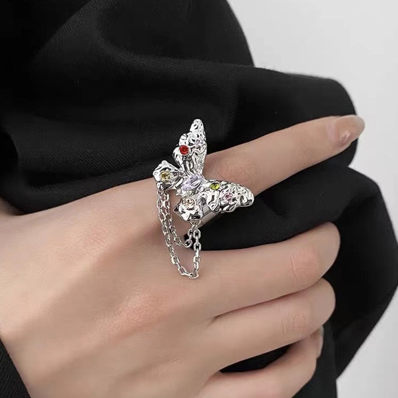 Butterfly Tassel Chain Ring