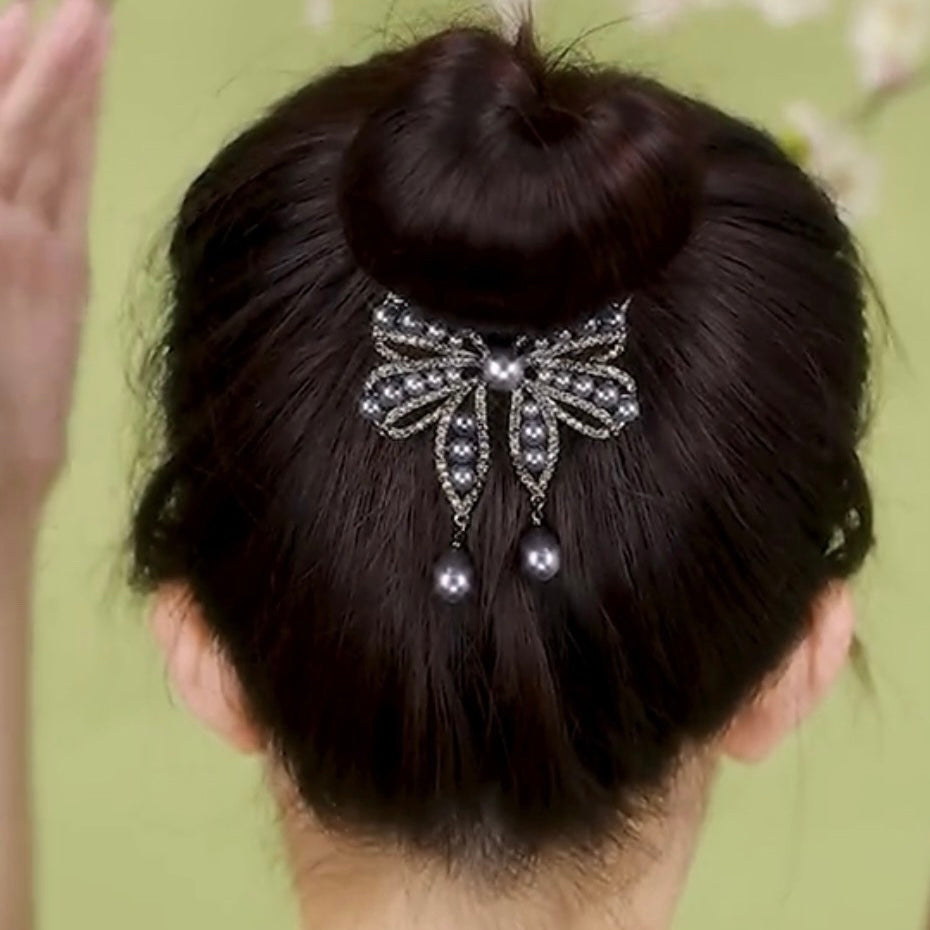 Pearl bow hair buckle