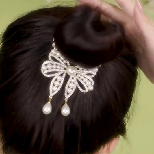Pearl bow hair buckle