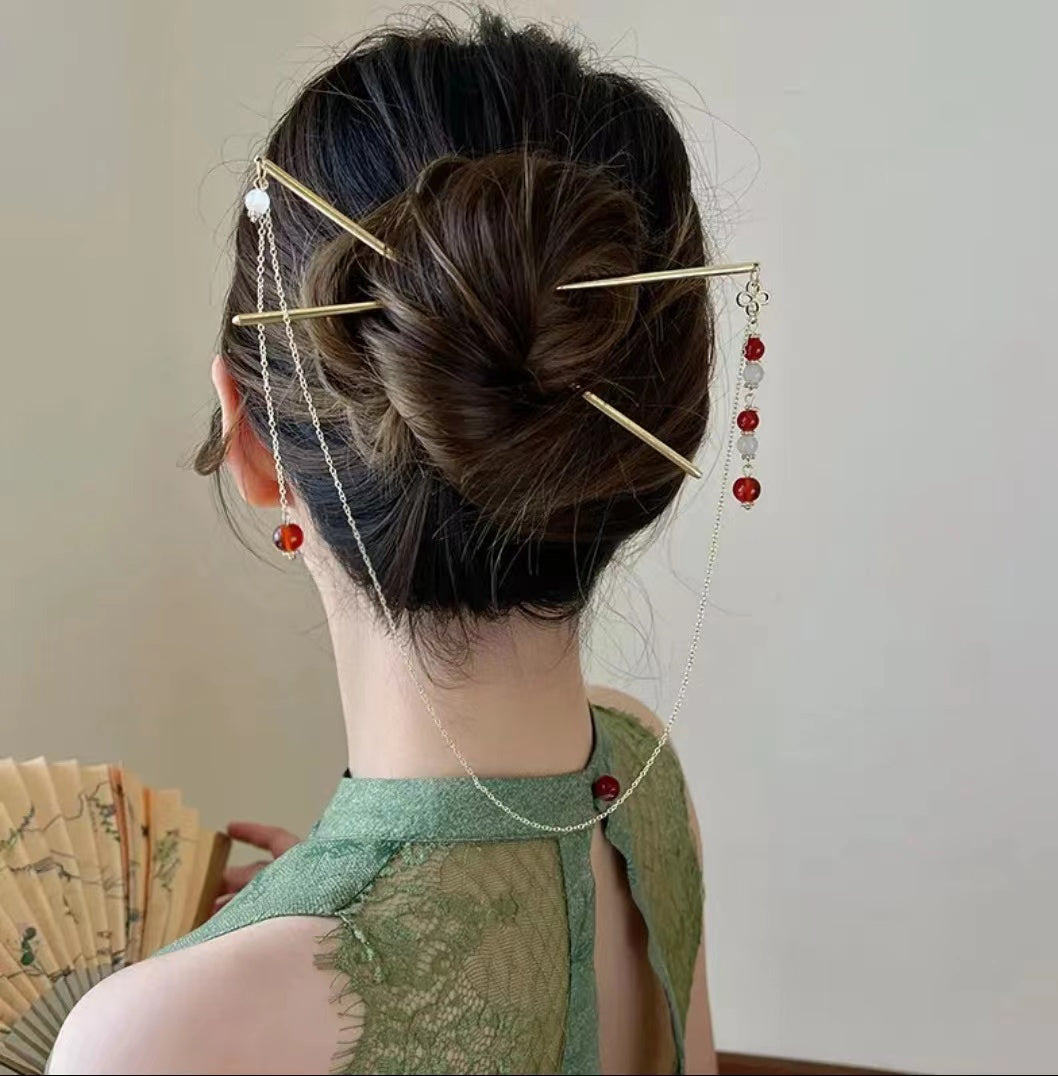Double Stick Tassel Step Hairpin