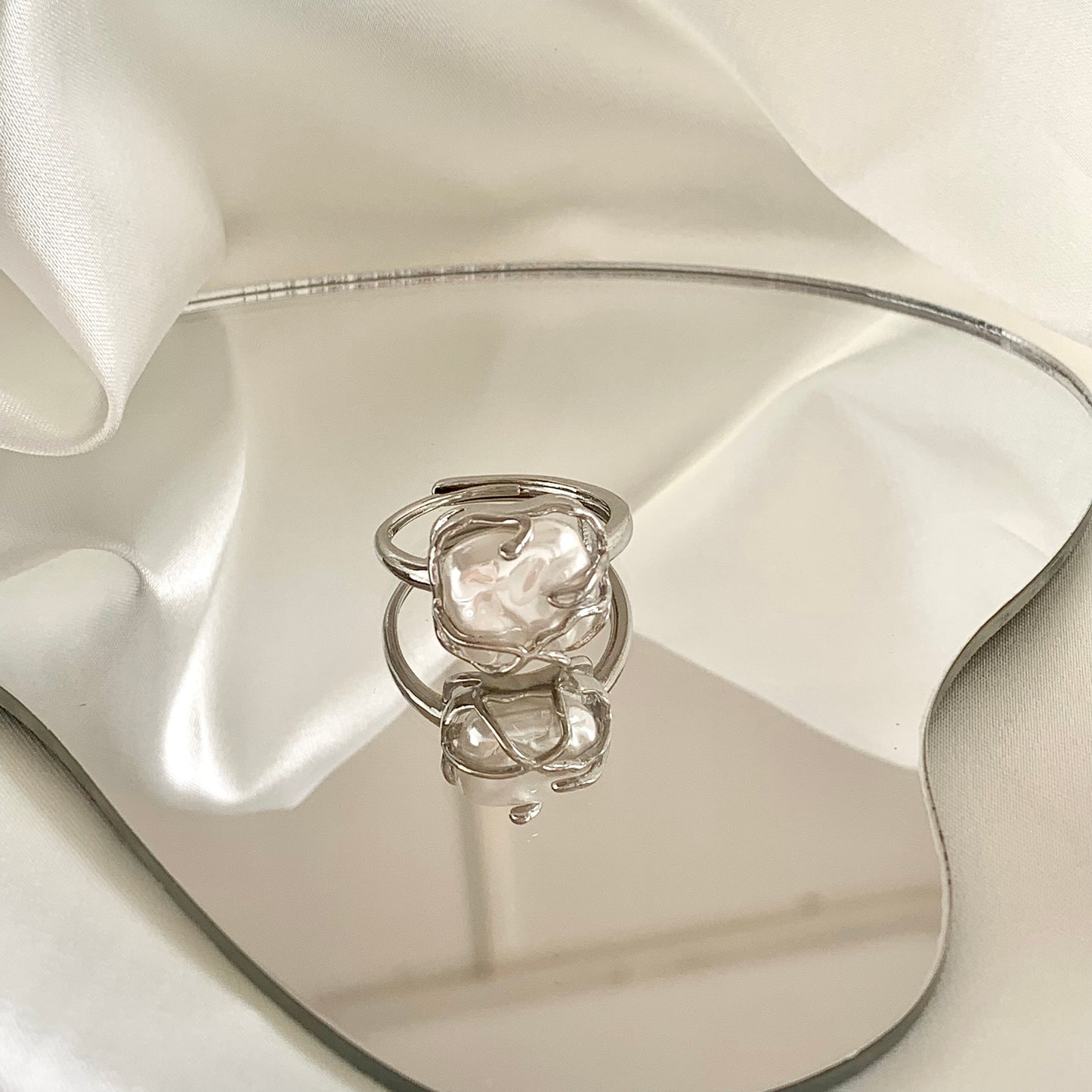 White Moonstone Ring