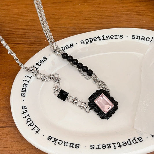 Pastel Square Pearl Y2K Necklace