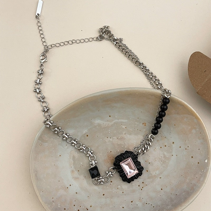 Pastel Square Pearl Y2K Necklace
