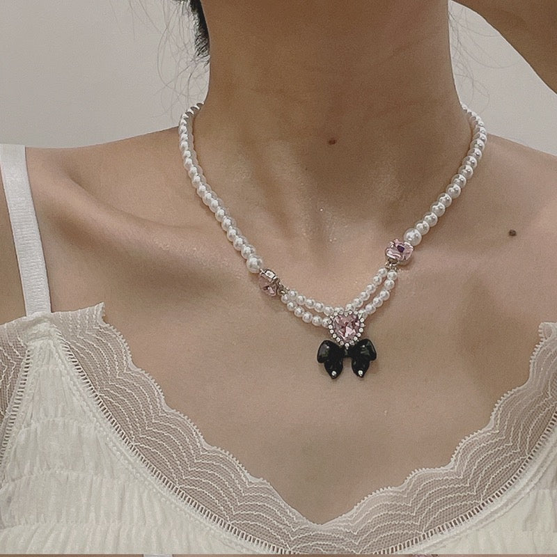 Loving Heart Bow Y2K Necklace