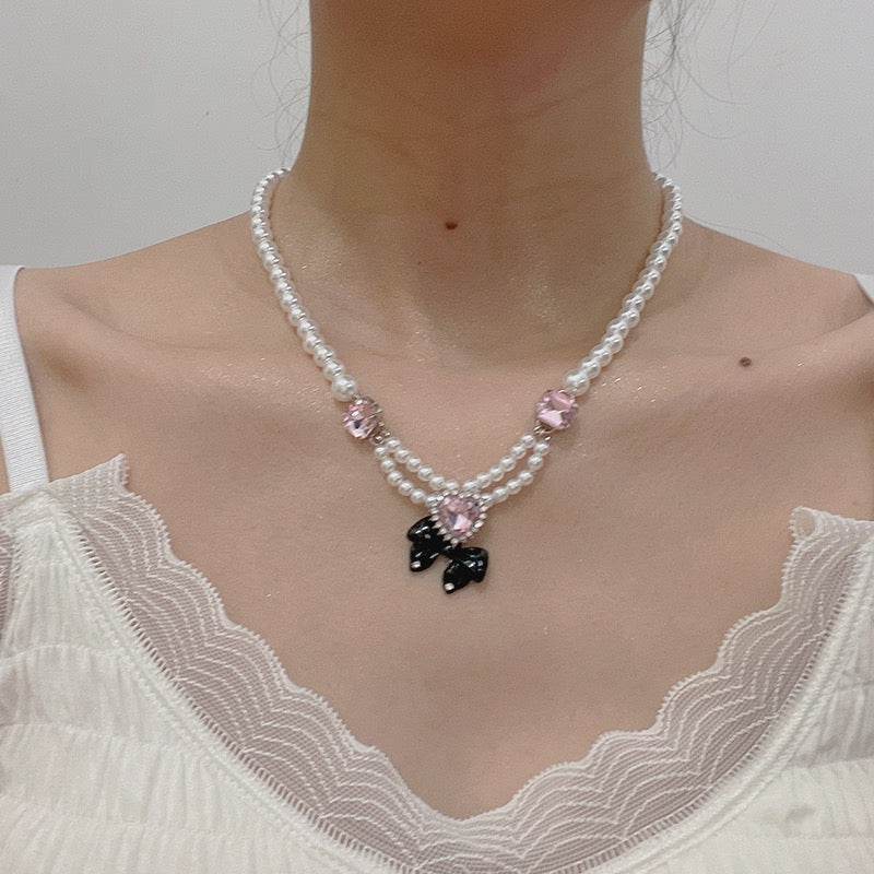 Loving Heart Bow Y2K Necklace
