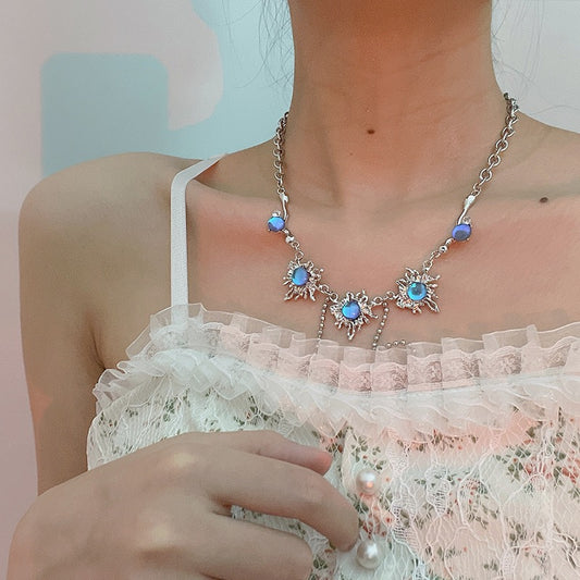 Blue Moonstone Tassel Necklace