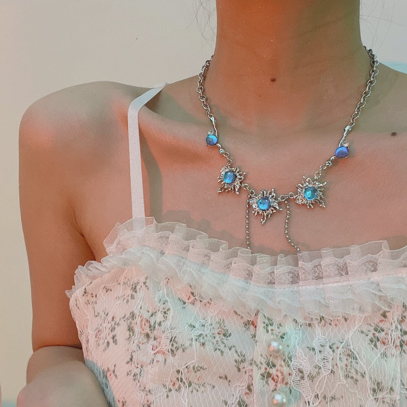 Blue Moonstone Tassel Necklace