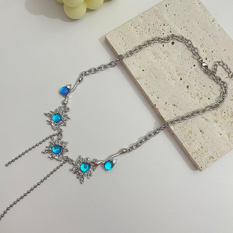 Blue Moonstone Tassel Necklace
