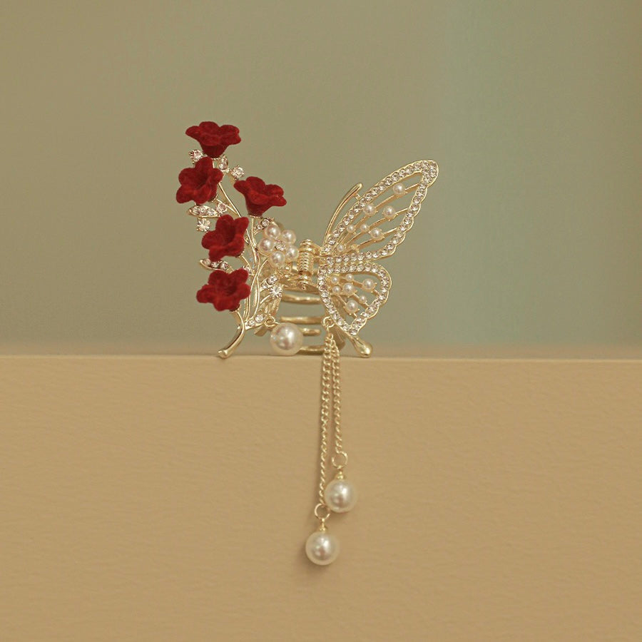 Flower Butterfly Tassel Hair Clip