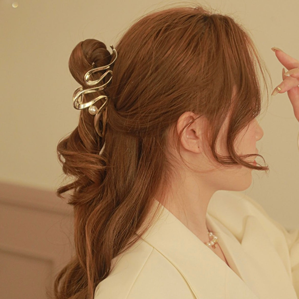 Snake Pearl Hair Clip