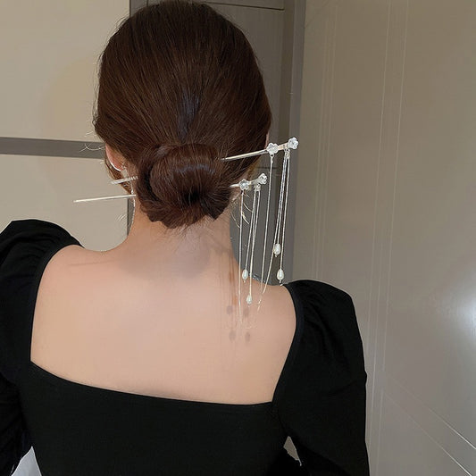 Flower Double Tassel Hairpin