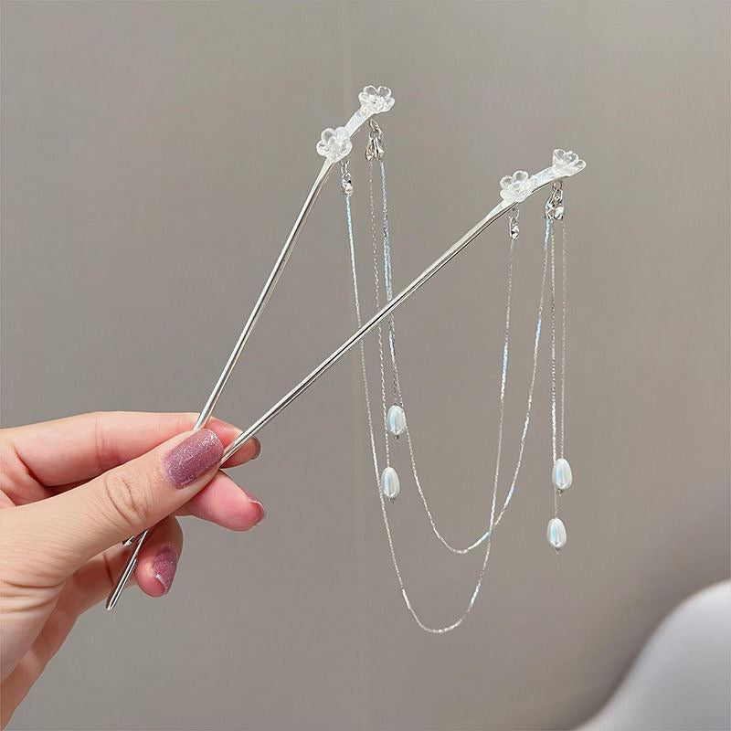 Flower Double Tassel Hairpin