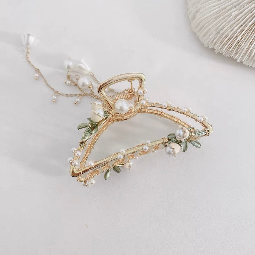 Lily of the Valley Pearl Hair Clip