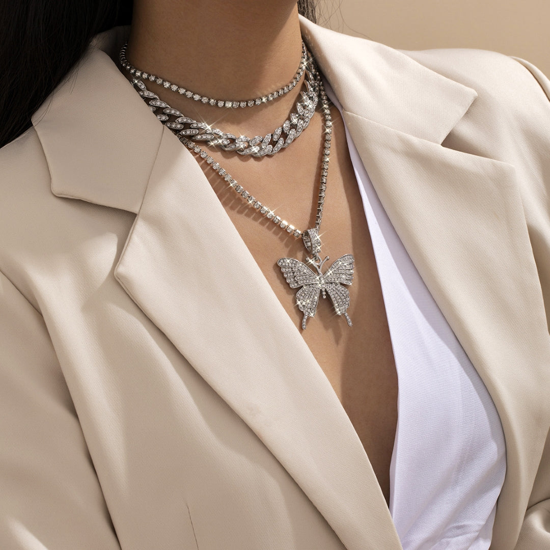 Vintage Layered Butterfly Necklace