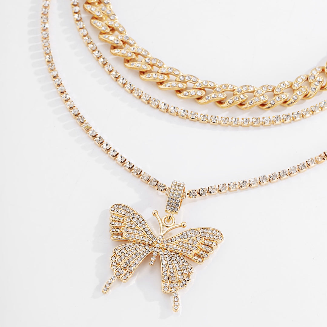 Vintage Layered Butterfly Necklace