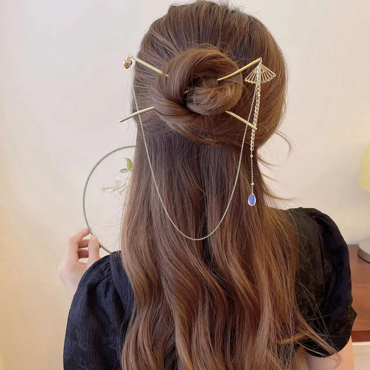 Fan Chain Tassel Double Hairpin