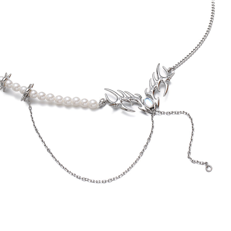 Pearl Moonstone Double Necklace