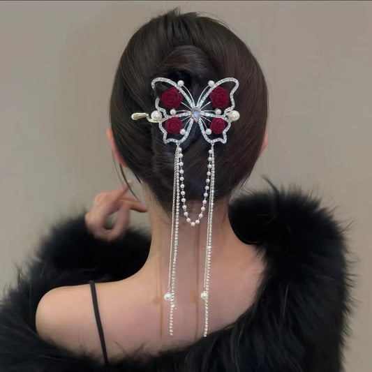 Rose Bow Twist Clip