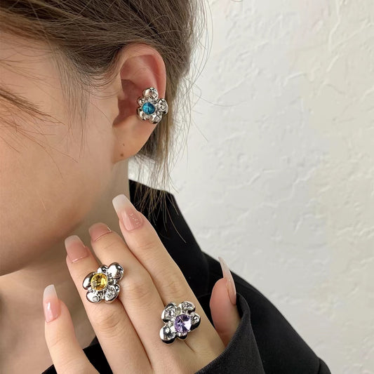 Flower Diamond Ear Cuff