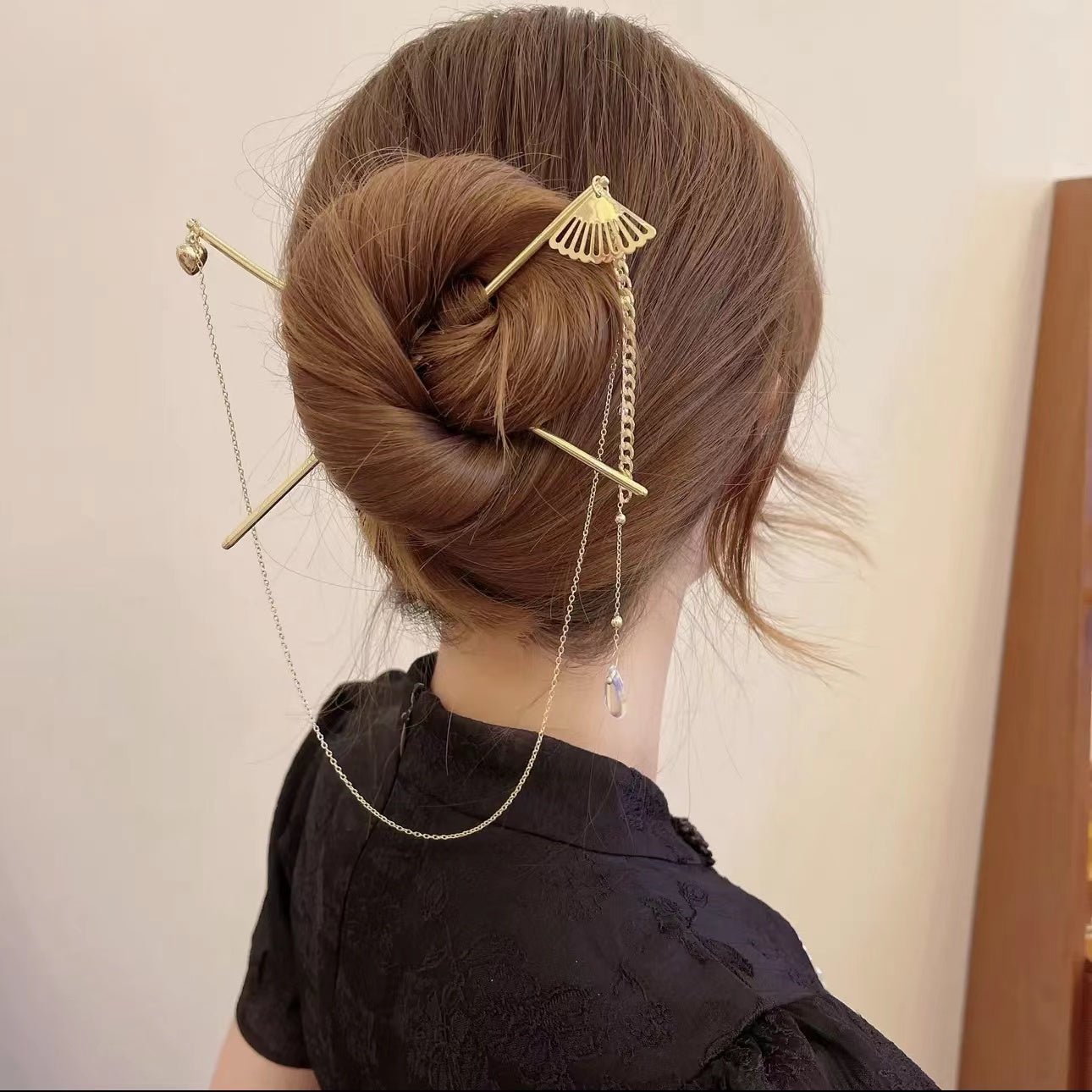 Fan Chain Tassel Double Hairpin