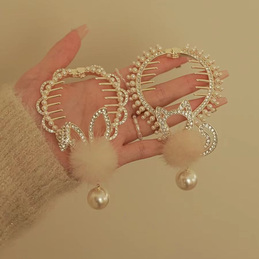 Hairball Pearl Tassel Hair Clip