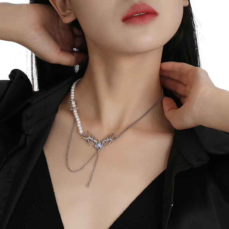 Pearl Moonstone Double Necklace