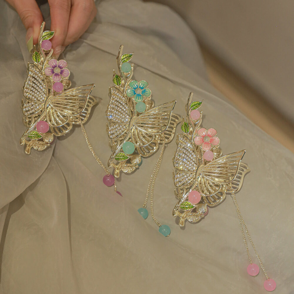 Delicate Butterfly Tassel Clip