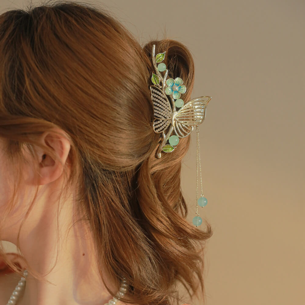 Delicate Butterfly Tassel Clip