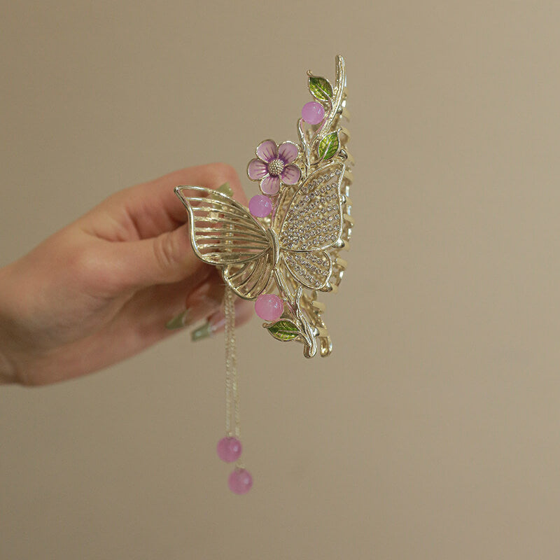 Delicate Butterfly Tassel Clip