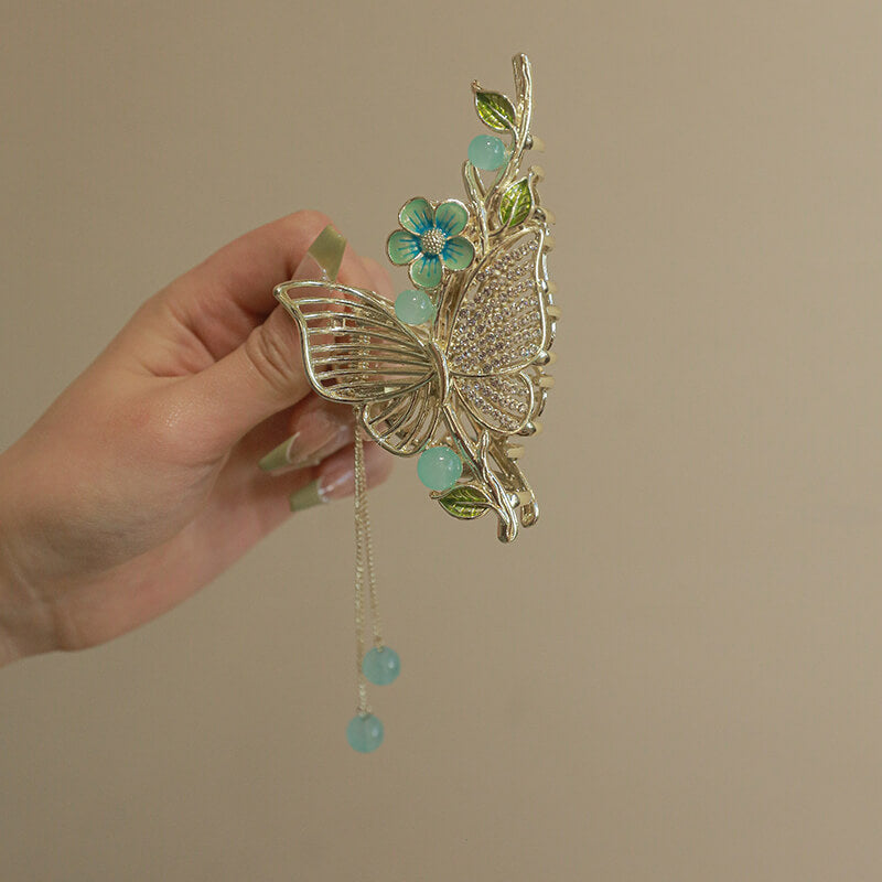Delicate Butterfly Tassel Clip