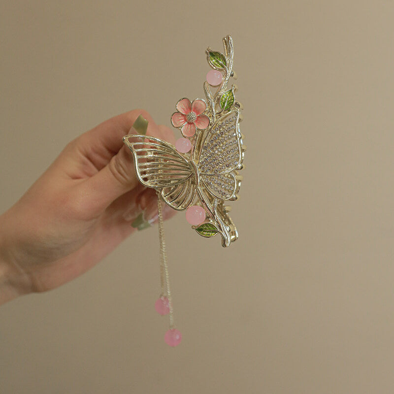 Delicate Butterfly Tassel Clip