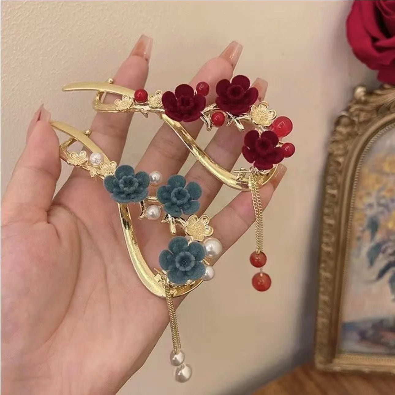 Plum Blossom Tassel Hair Clip