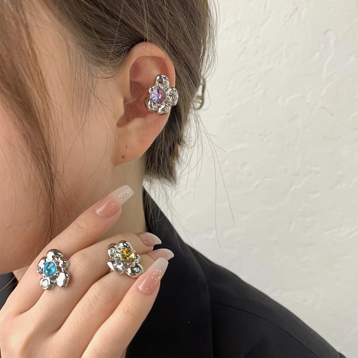 Flower Diamond Ear Cuff
