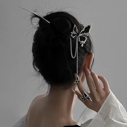 Blackened Butterfly Hairpin