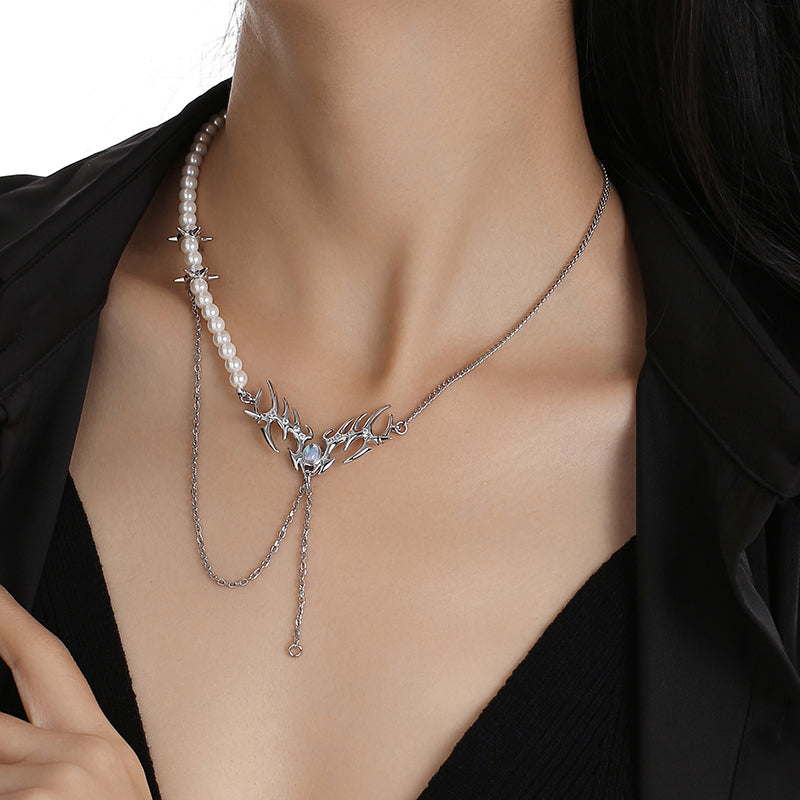 Pearl Moonstone Double Necklace