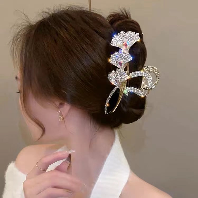 Ginkgo Leaf Diamond Hair Clip
