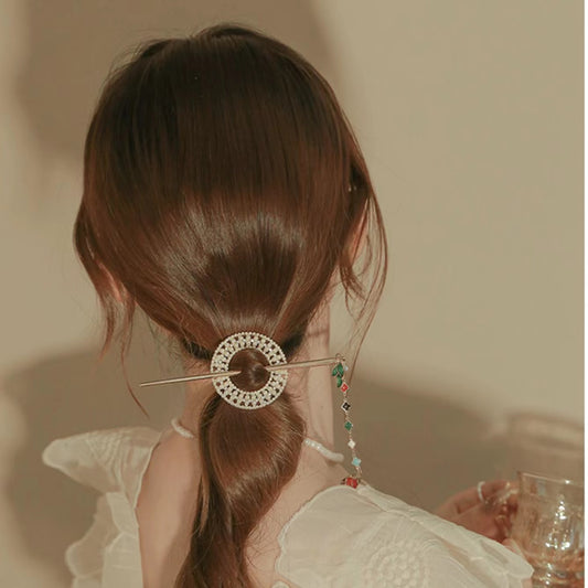 Elegant Pearl Plate Tassel Hairpin
