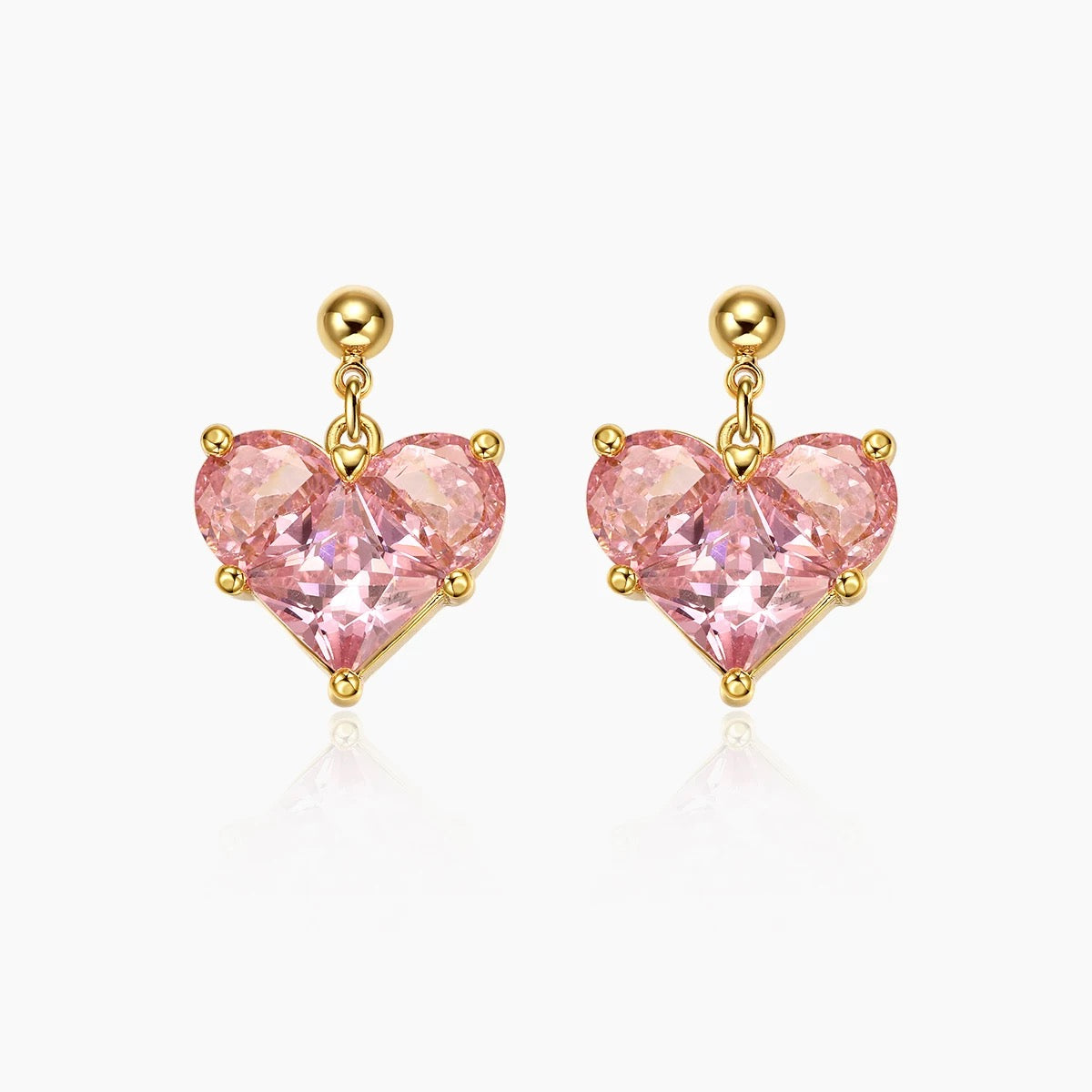 Pink Masonry Heart Necklace & Earings
