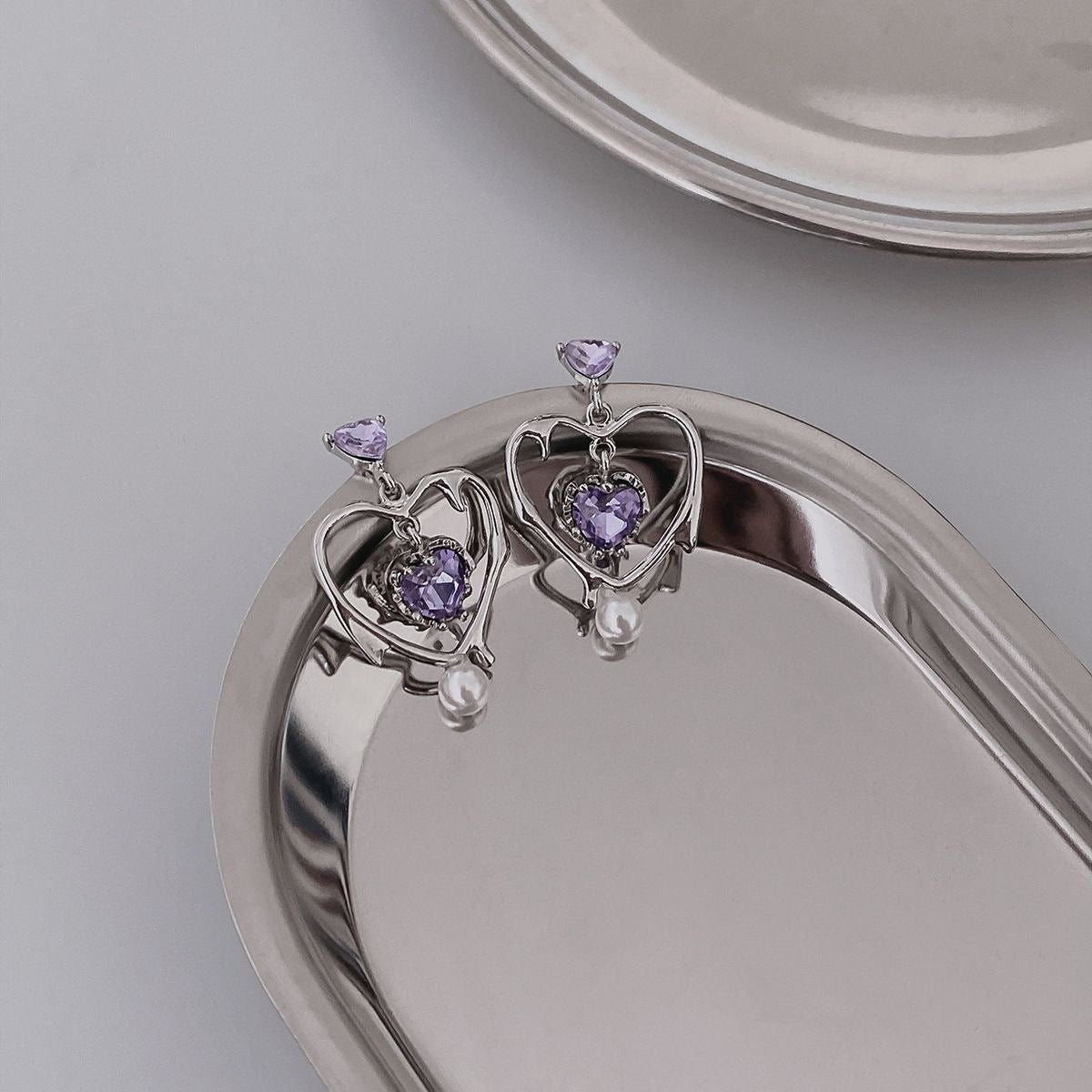 Purple Heart Cutout Earrings