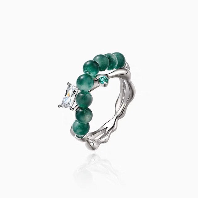 Trendy Green Bead Ring