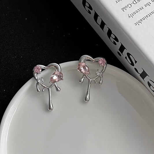 Pink Brick Heart Earrings