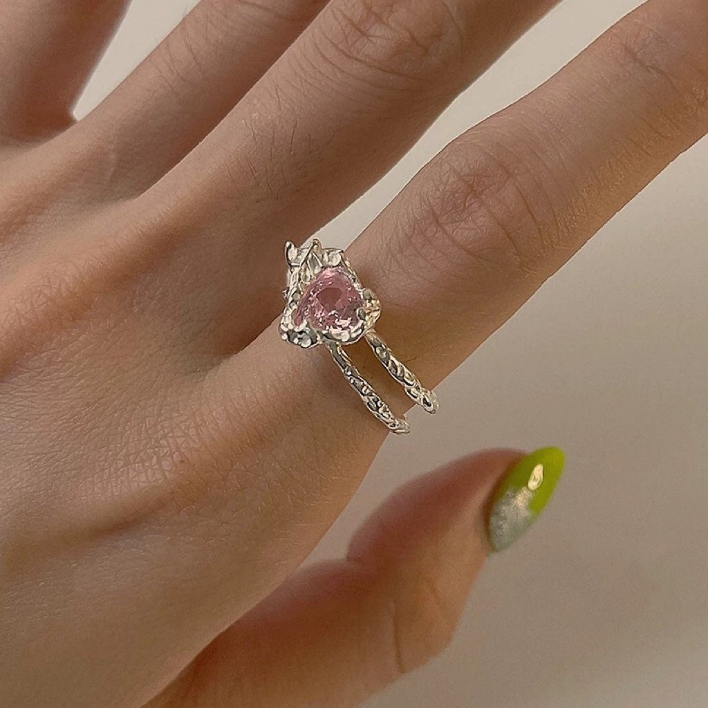 Pink Gemstone Heart Ring