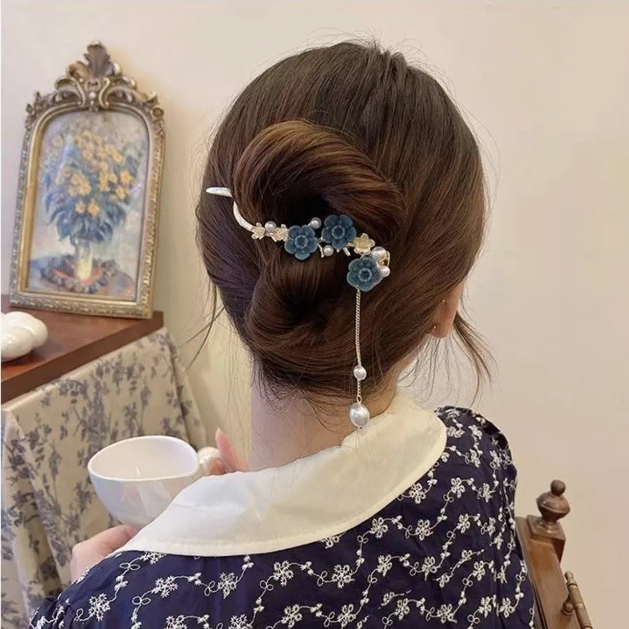 Plum Blossom Tassel Hair Clip