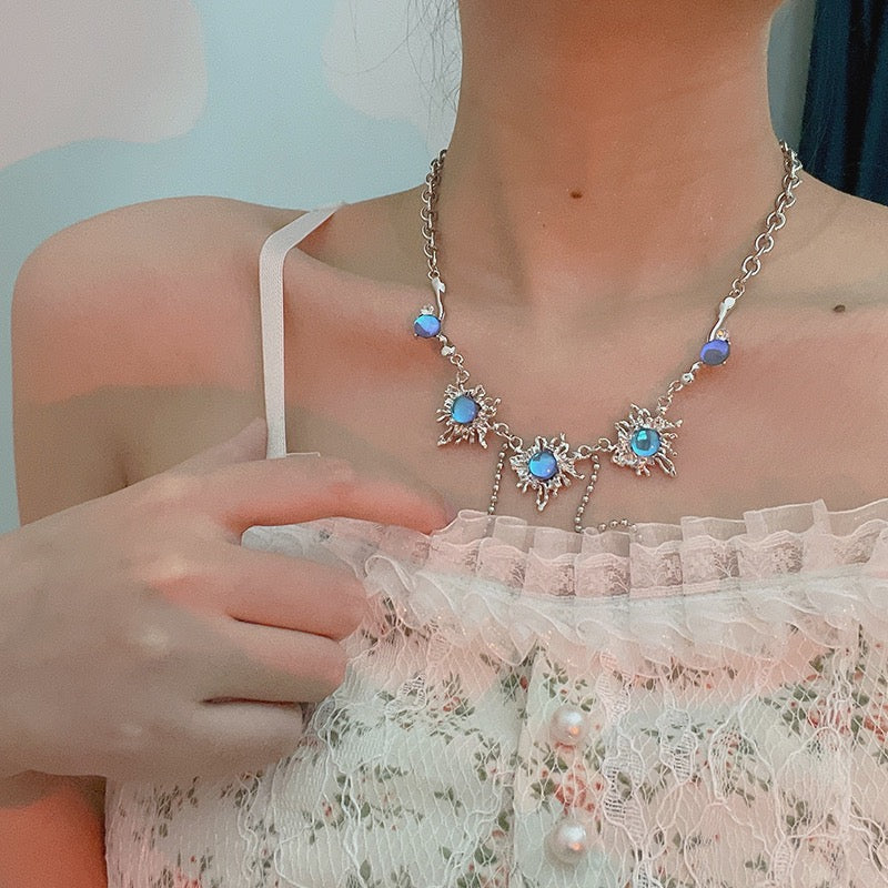 Blue Moonstone Tassel Necklace