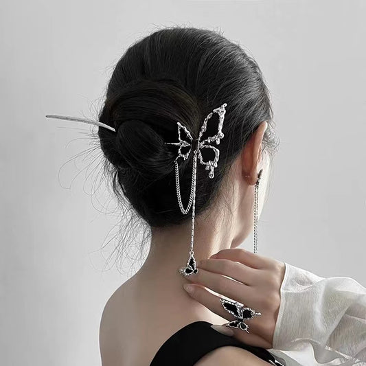 Blackened Butterfly Hairpin